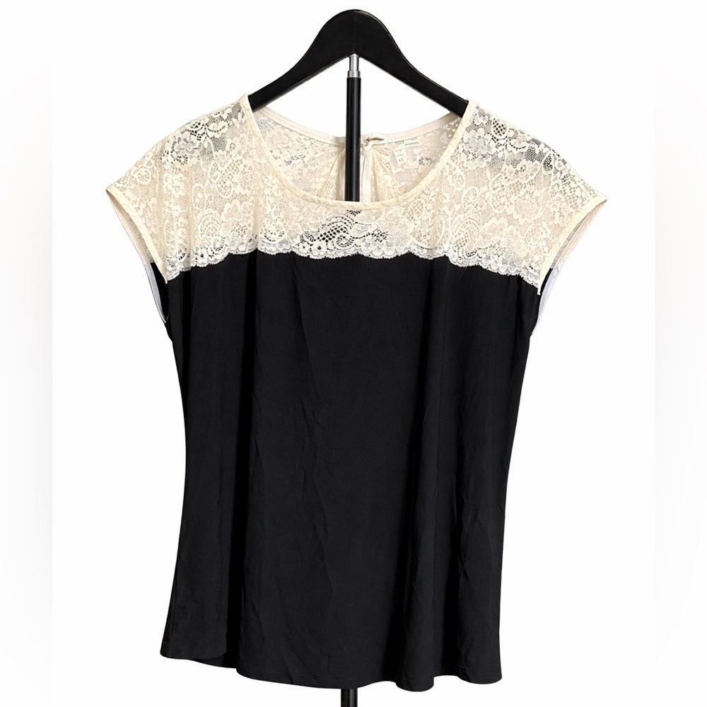 Black and Cream Lace Blouse